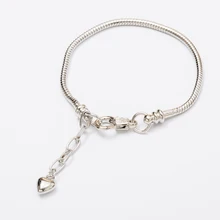 10 шт. Модные женские европейские серебряные змеиные цепи браслет с застежкой Лобстер очаровательные цепи подходят европейские ювелирные изделия из бисера diy js653