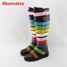 Botas feminina/обувь на платформе с пряжкой радужного цвета; непромокаемые сапоги выше колена на танкетке; botines; женская обувь для подиума