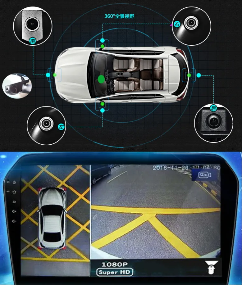 5 способ автомобиля surround view device Bird eye 360 градусов камера DVR системы с К 2 к высокое