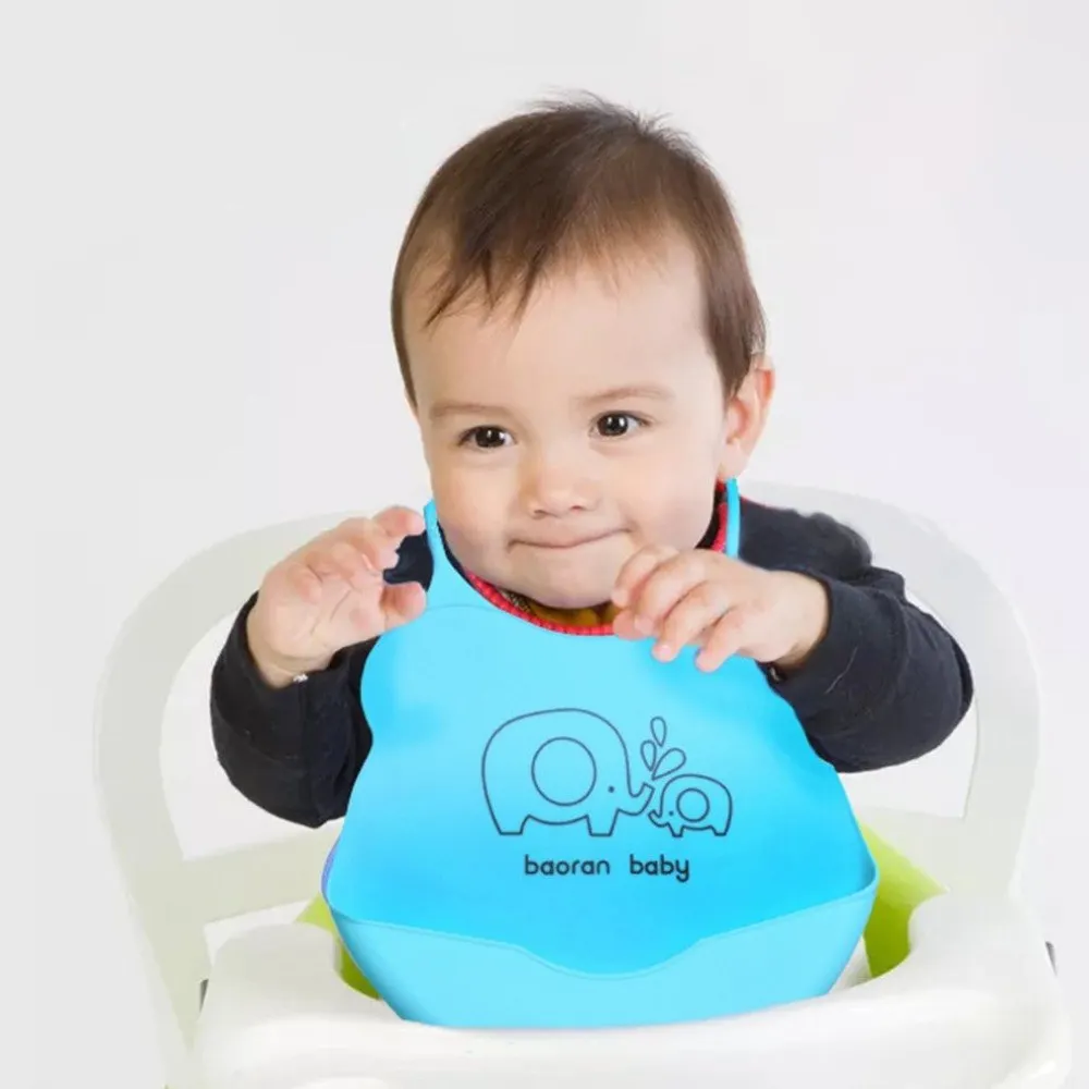 Cartoon Prints Kids Silicon Bib Baby Bibs Children's Adjustable