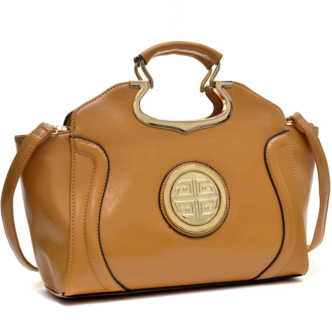 Dasein Women's Designer Drop Handle Deep Gloss Winged Handbag Tote Satchel Shoulder bag iPad Bag with Removable Shoulder Strap (5)