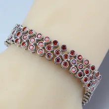Роскошный ссылка браслет цепочка серебро 925 высокое качество красный циркон для женщин Jewelry длина 18 см