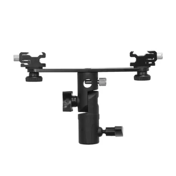 

Selens Dual Hotshoe Mount Flash Holder M11-081 w/ Umbrella Hole for Light Stand Bracket