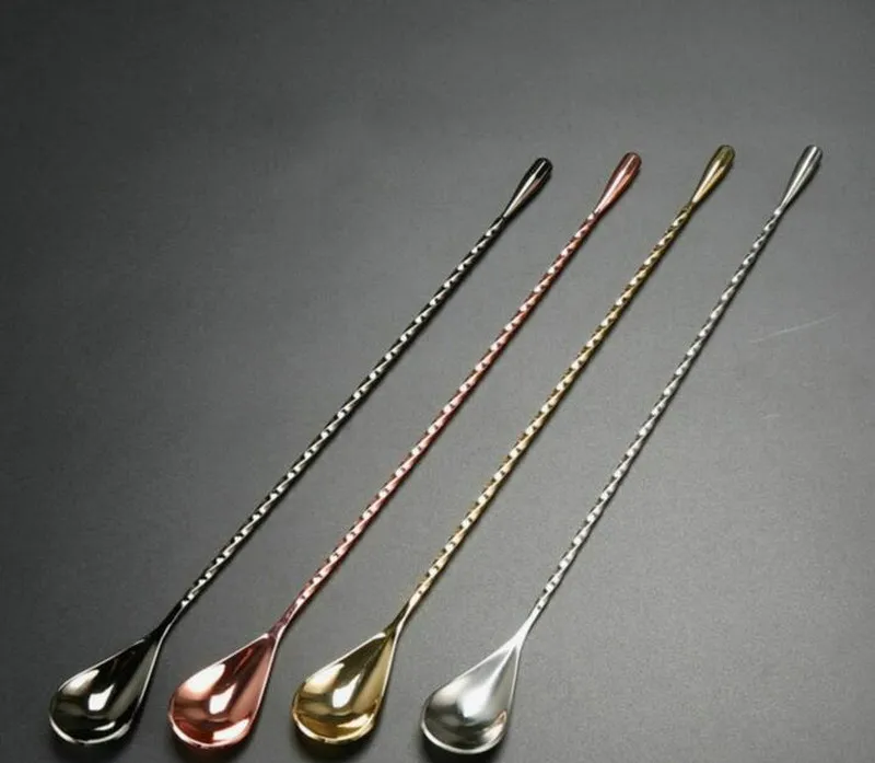 33CM Long wine Tool Stir spoon bar twisted hoffmann plating rose gold bar spoons
