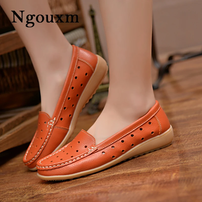 

Ngouxm 2019 women flats leather shoes loafers slip on Ladies Shoes Casual Flats Moccasins woman Breathable comfortable soft