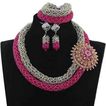 

New Colorful African Beads Jewelry Set Handmade Beaded Indian Bridal Necklace Set Free Shipping QW1249