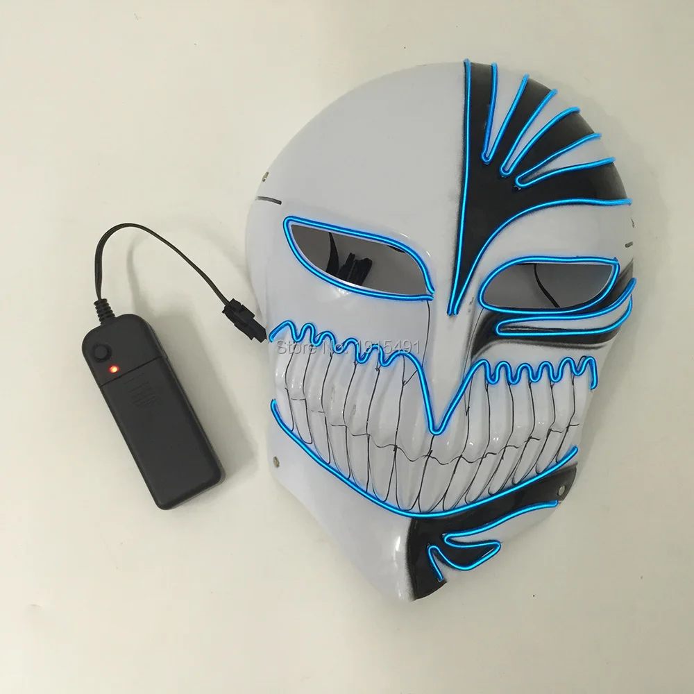 

Popular Light Up Glowing Bleach Figure Mask Rave Costume Props Led Strip Anonymous Cartoon Role Mask Cosplay Movie Party Favors