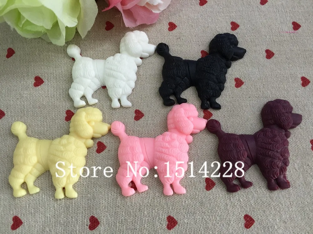 

Mixed colors.Resin lovely poodle.Resin Flatback Cabochon for home decoration ,DIY 53*57mm