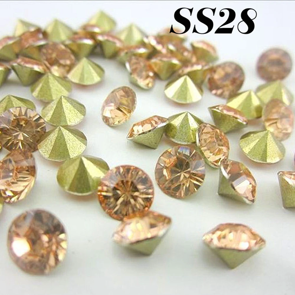 Free shipping SS28 6.0 6.2mm Champagne 144pcs Resin rhinestones
