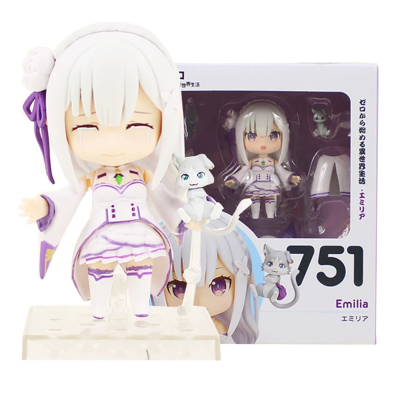 

10cm Q Version Anime Re:Life in a different world from zero Nendoroid 751# figure Emilia PVC action figure collection model toy