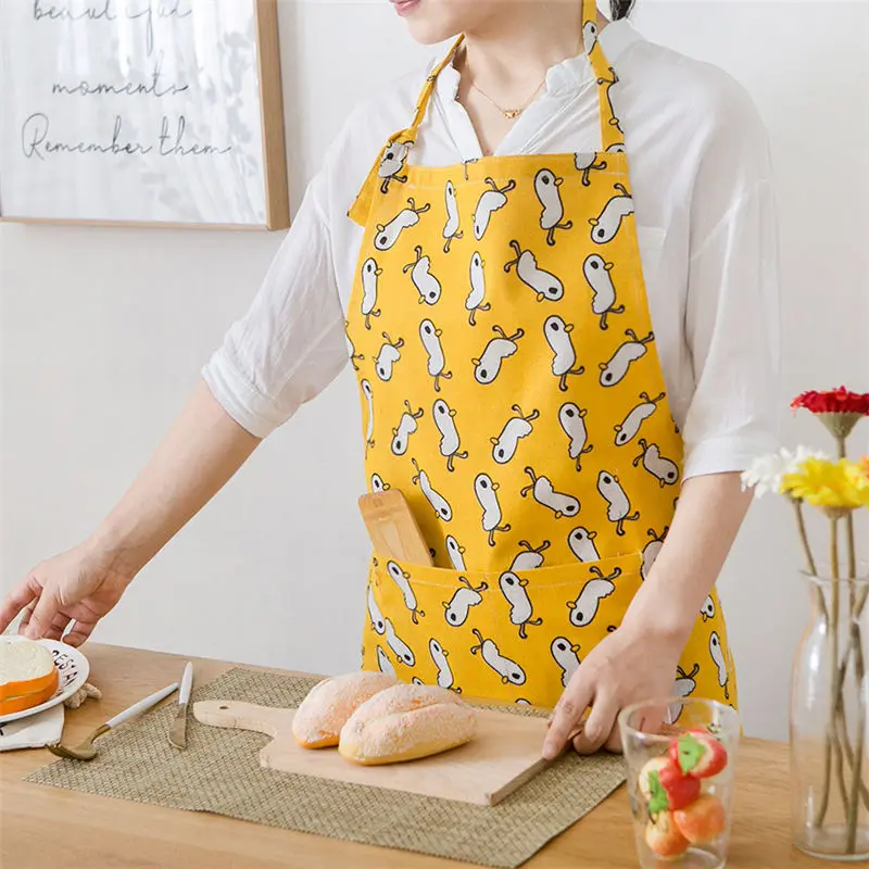 Cheap Personality Apron Lady Adjustable Yellow Duck Apron Cooking