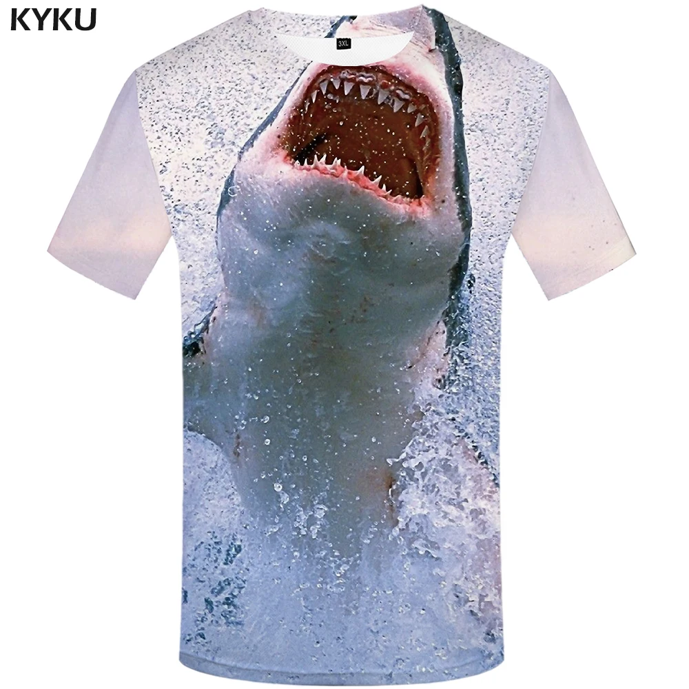 

KYKU Shark T-shirt Men Fish Tshirt Animal 3d Print T Shirt Anime Clothes Tracksuits Fishinger Mens Clothing Summer Short Sleeve