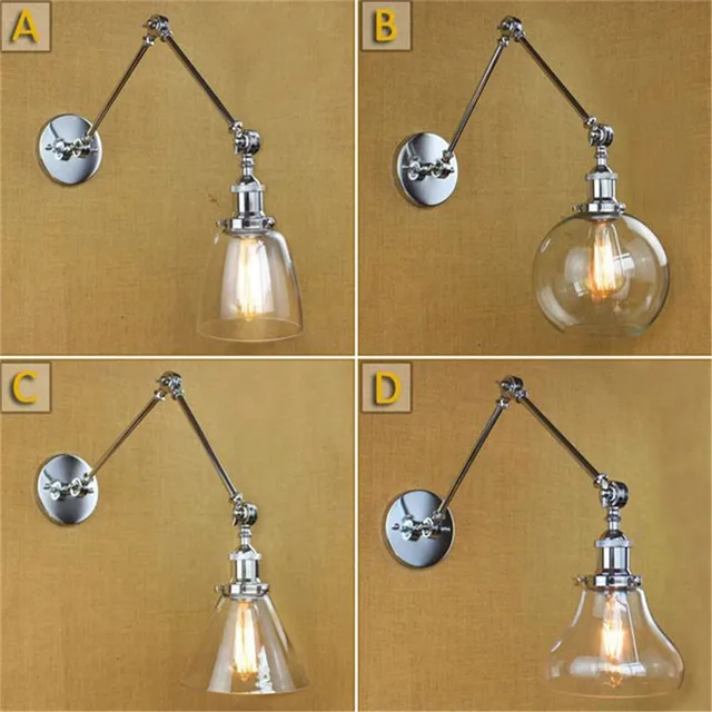 Loft retro industrial swing arm chrome colored wall lights wall lamp ... Fed loft lampe