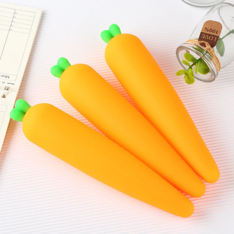 Silicone Carrot Pencil Case – Adorable Cute Plushies