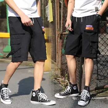 

Men Cargo Shorts Streetwear Summer Men's Baggy Shorts Mens Casual Military Shorts Harajuku Cotton Zipper Cargo Shorts Trousers