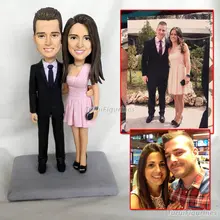 Изготовленная на заказ кукла из полимерной глины ooak младенца для пары Подарок на годовщину свадьбы украшения торта миниатюрная скульптура статуя с имя, дата