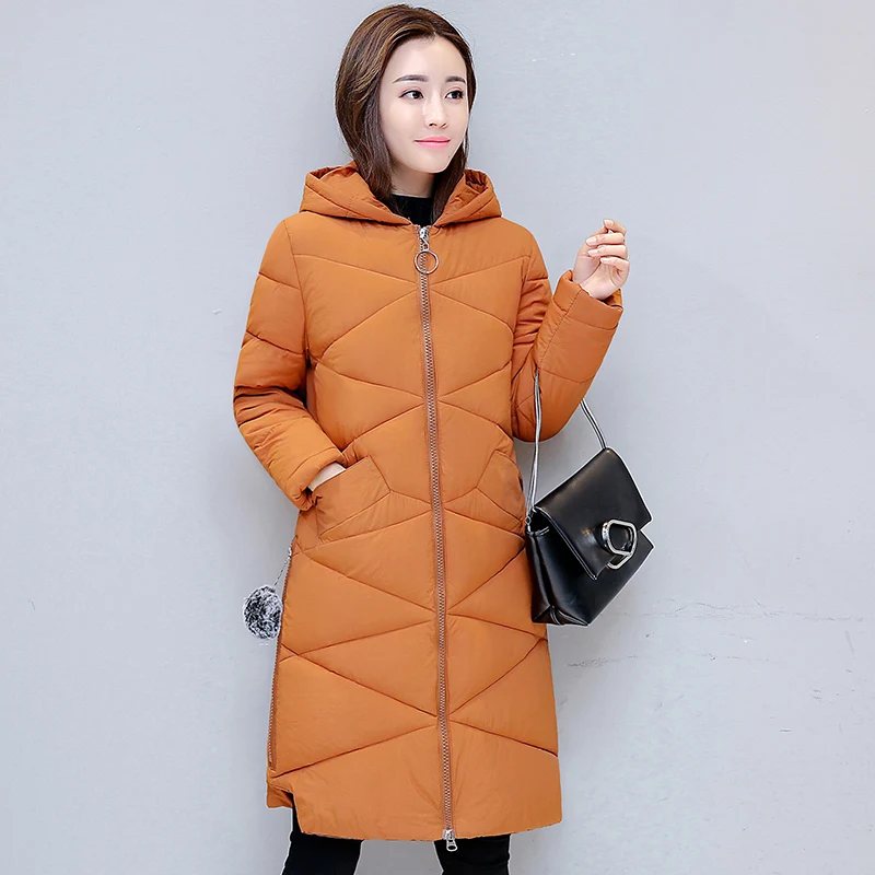 Зимнее хлопковое Новое Модное теплое пуховое пальто с капюшоном женские базовые куртки Женское пальто - Цвет: Orange
