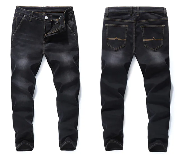 Осень зима мужские брендовые джинсы новые свободные прямые эластичные противоугонные на молнии джинсовые мужские штаны Большой размер 42 44 46 48
