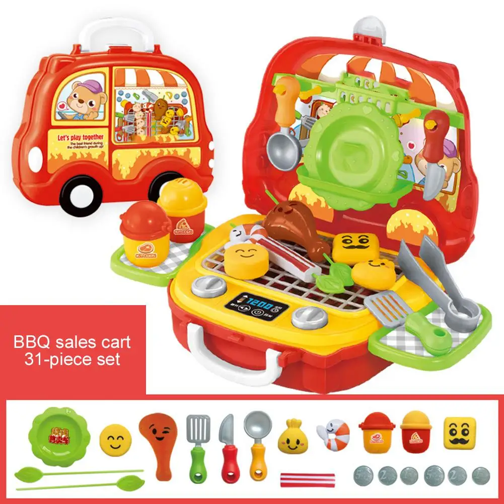 

Children Kitchen Cooking Cutlery Kitchenware Toys Fast Food Cart Tools Play House Suitcases Doctor Toy Set pretend play