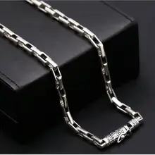 KJJEAXCMY fine jewelry S925 чистое tae серебряное квадратное ожерелье daming charm с ретро мужской 5,0 мм коробкой цепи грубой руды ожерелье