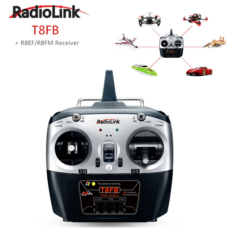 

RadioLink T8FB 2.4GHz 8ch RC Transmitter R8EH Receiver Combo Remote Rontrol for RC Helicopter DIY RC Quadcopter Plane