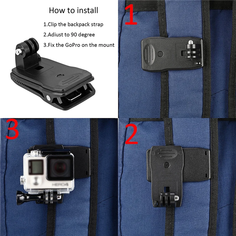 1 шт. 360 градусов кик на рюкзак с вращением по кругу крепление для GoPro Gopro Hero 6/5/4/3 Спортивных экшн-камер