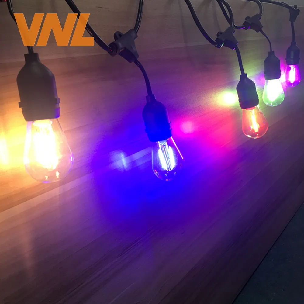 VNL IP65 15 м коммерческий светодиодный гирлянды S14 светодиодный rgb свет строка Водонепроницаемый для Праздничная гирлянда свадебное освещение