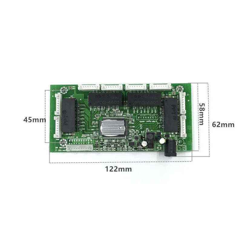 OEM PBC 8 порты и разъёмы Gigabit Ethernet коммутатор 8 порты и разъёмы с 8 булавки способ заголовок 10/100/1000 м концентратора 8way штекер питания печатной платы OEM Винт отверстие