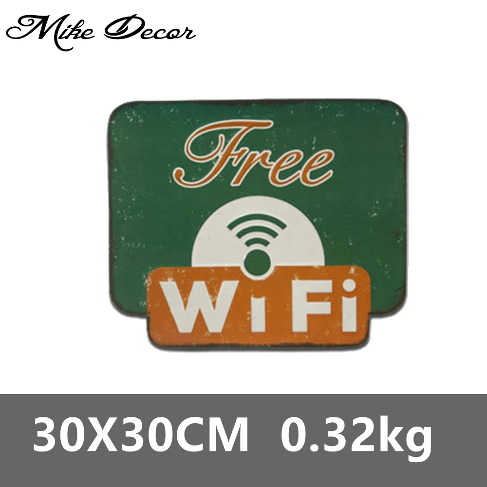 [Mike Decor] Wifi жестяная вывеска Ретро подарок неправильная настенная доска домашний