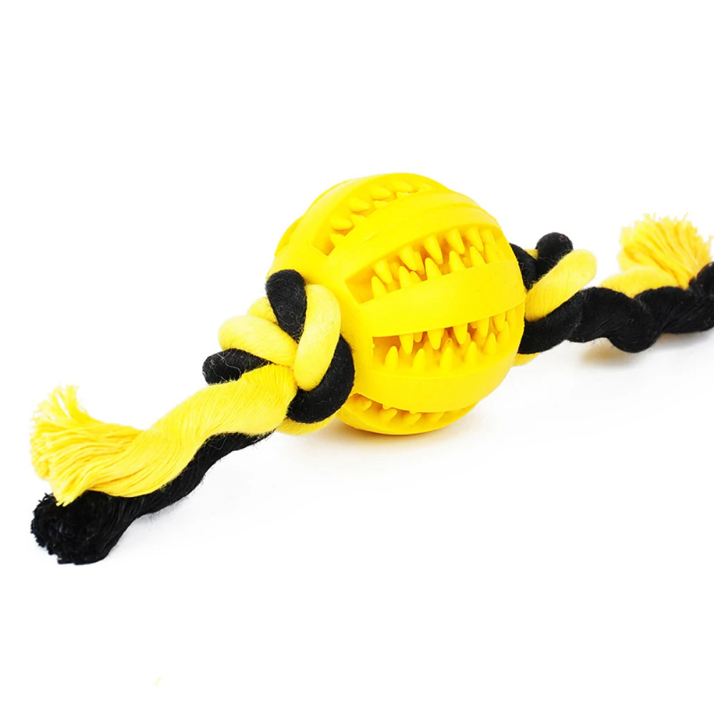 Резиновые жевательные игрушки для домашних животных, игрушки для чистки зубов собаки, шарики для еды, забавные интерактивные Эластичные Игрушки - Цвет: Цвет: желтый