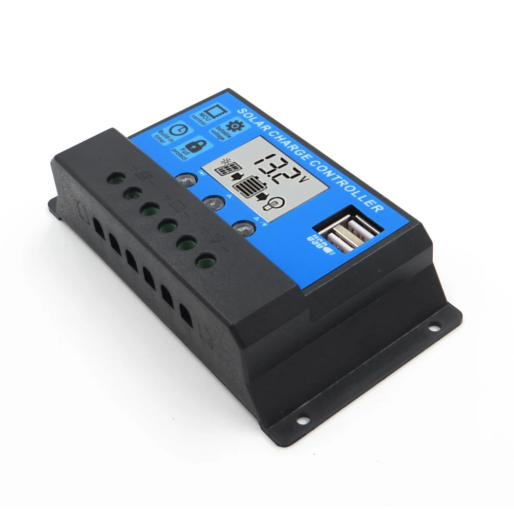 ЖК дисплей 60A 50A 40A 30A 20A 10A 12V 24V PWM Контроллер заряда солнечной батареи 5V Выход