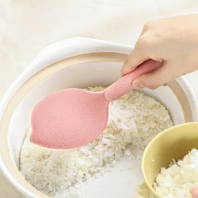 

Creative candy color leaves not sticky rice spoon shape Simple can stand hot rice cooker spoons free shipping