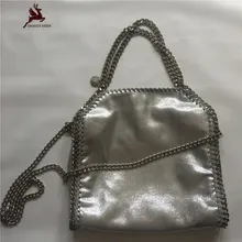 2017 SHAGGY DEER Sliver PVC Shinny Faux font b Leather b font 25cm Small Chian Bag