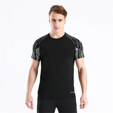 Лето работает рубашка Для мужчин короткий рукав спортивная футболка эластичный сухой Fit Баскетбол тройники Фитнес Топ тренажерный зал тренировочная рубашка Rashgard