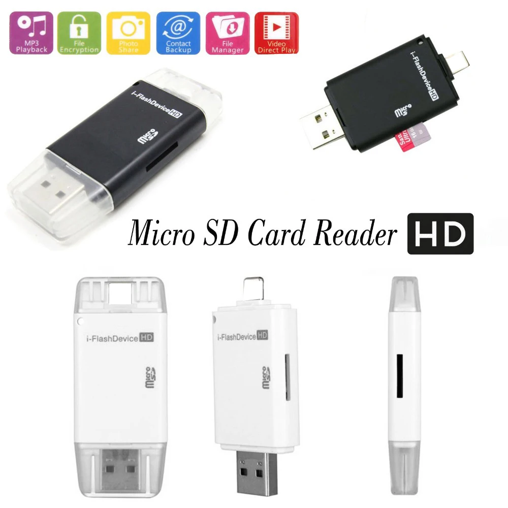 

i Flash Drive USB PC Phone Micro SD / TF Card Reader For iPhone 8 PLUS X 6 6S 7 Plus 5 5S For iPad Pro 4 5 6 Mini 2 3 Air 2