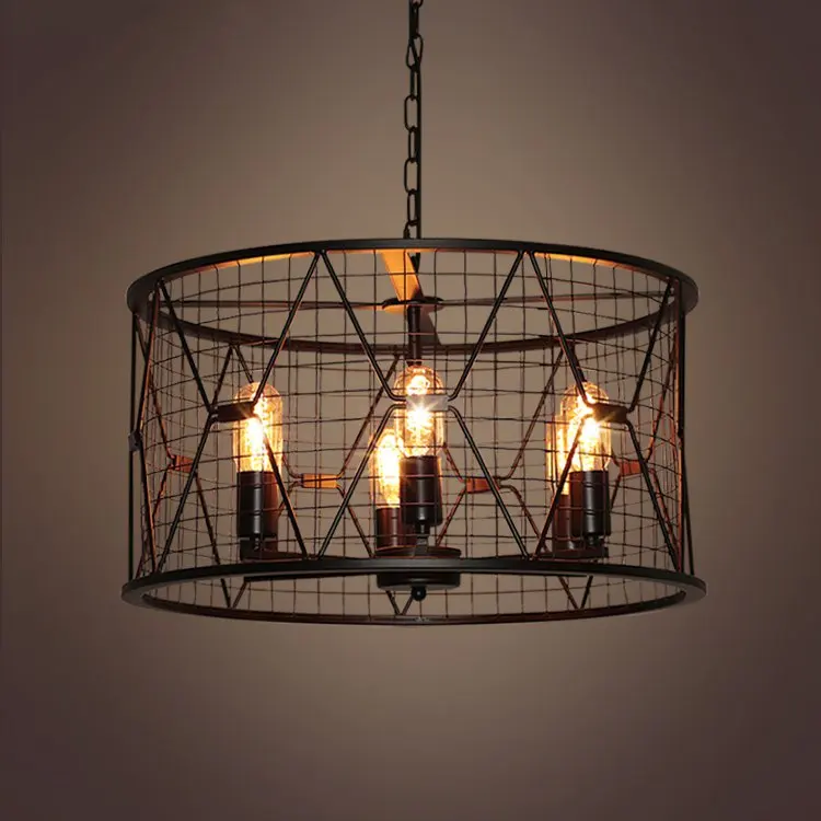 

modern black birdcage pendant lights iron minimalist retro light Scandinavian loft pyramid lamp metal cage with led bulb