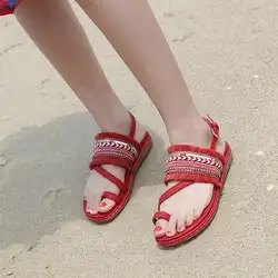 Dwayne 2019 этнический стиль женские сандалии богемная кисточка Пряжка Большой размер удобная плоская пляжная обувь гладиаторы сандалии