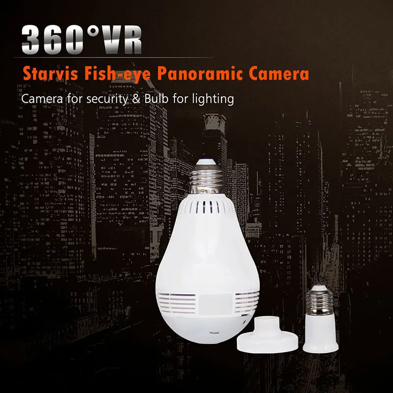 

2.0MP 360 Degree Panoramic Camera Smart Home Light Bulb Design cam Wireless IP Wi-Fi Lamp cam use FishEye lens House Security