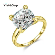Visisap Large Stone Ring 8ct Big Cubic Zirconia Rings for women wedding Trendy Jewelry luxury Accessories