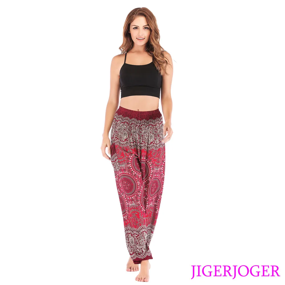 RSMP003 Wine Red Round Mandala loose harem pant yoga leggings (4)