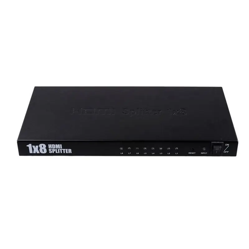  FULL-Ultra HD 8 Port 1 In 8 Out 1x8 HDMI Splitter Audio Video 1080P For HD HDTV 3D DVD US Plug