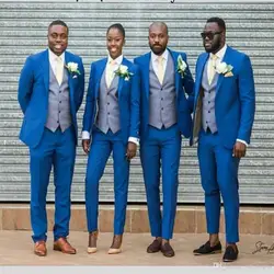Королевский синий custom slim fit мужской деловой костюм куртка + брюки + жилет 3 красивый мужской костюм весна 2019 Свадебный костюм жениха Ebelz