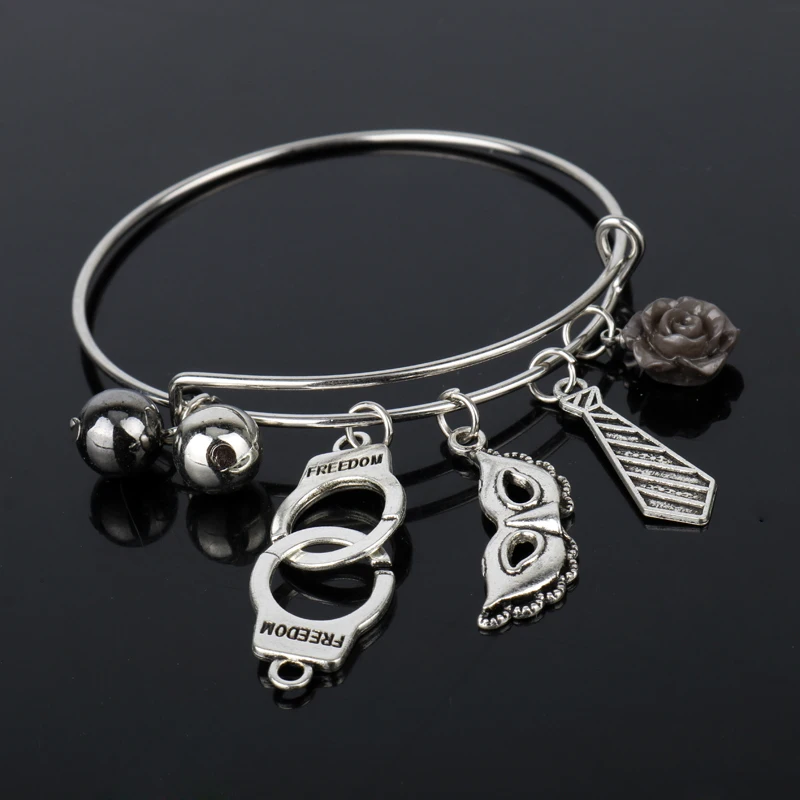 

dongsheng Fifty Shades of Grey Charm Bracelet Tie Handcuffs Gray Bandgle Bracelet Accessories 50 Shades Adjustable Wristband -25