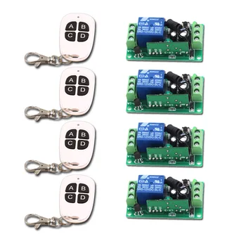 

RF Wireless Remote Control Switch DC9V 12V 24V 1CH Relay 4pcsReceiver Module and 4pcsTransmitter 315/433 Mhz Remote Controls New