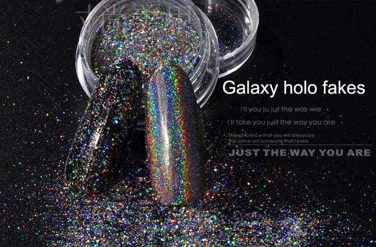 Лучшая цена голографический Набор Galaxy Holo Лазерная Радуга блестки хлопья пигменты ногтей 1 г 5 г 10 г 50 г 100 г
