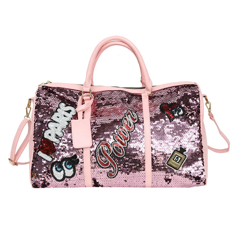 Designer Women's Sequins Embroidery Sport Gym Bag For Fitness Lady PU Travel Handbag Perfume Luggage Bag Yoga Tote sac de sport 