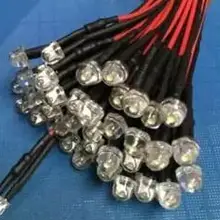 Большой соломенная шляпа f5 5 мм теплый белый красный зеленый синий желтый оранжевый розового и фиолетового цветов RGB 3 В 5 В 6 В Светодиодная лампа с 20 см Провода X 100 шт