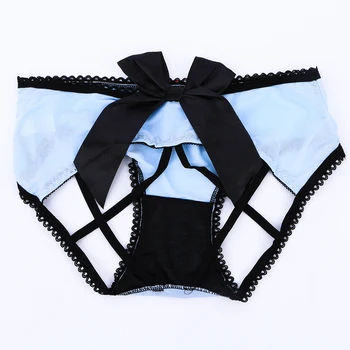 

Women Sexy Crotchless Ice Silk Hollow Out G-string Fashion Lace Bandage Bow-knot Floral Panties Ladies Underwear Briefs