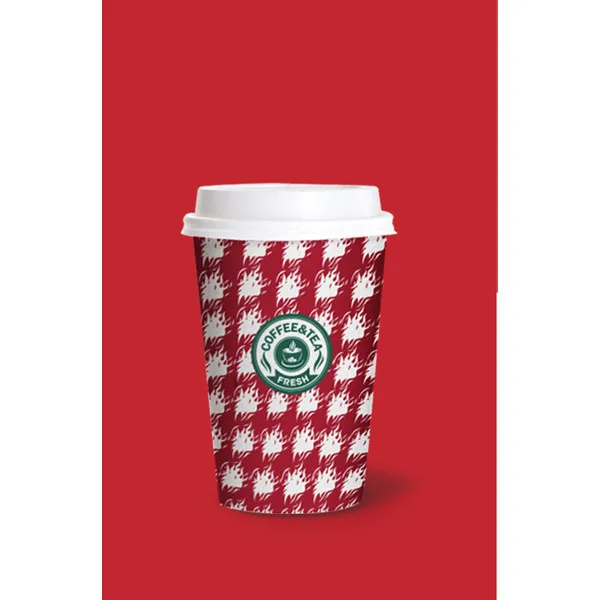 50 шт креативные толстые одноразовые бумажные стаканчики 500 мл красный белый зеленый кофе сок напитки холодный и горячий напиток упаковки кружки с крышками - Цвет: Cup and Lid 3