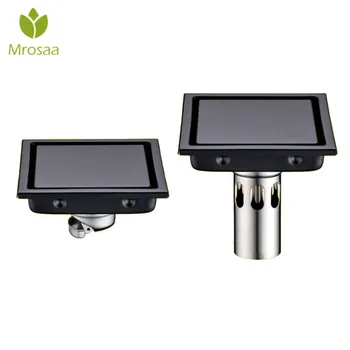 

Modern Black Invisible Shower Floor Drain Bathroom Balcony Use Stainless Steel Fast Drainage Tile Insert Square Deodorant Drain